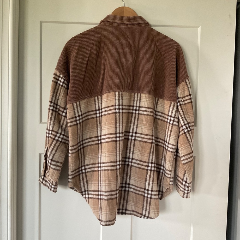 Altar’d State Redford Brown Plaid Shacket Oversized Baggy Flannel - Picture 2 of 8